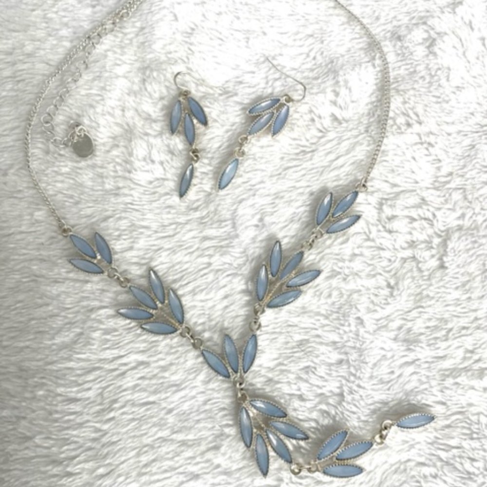 Silver and Blue necklace and earrings
